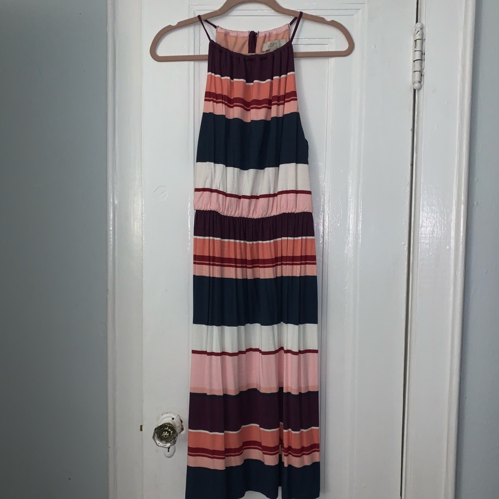 Ann Taylor Loft Striped Halter Dress